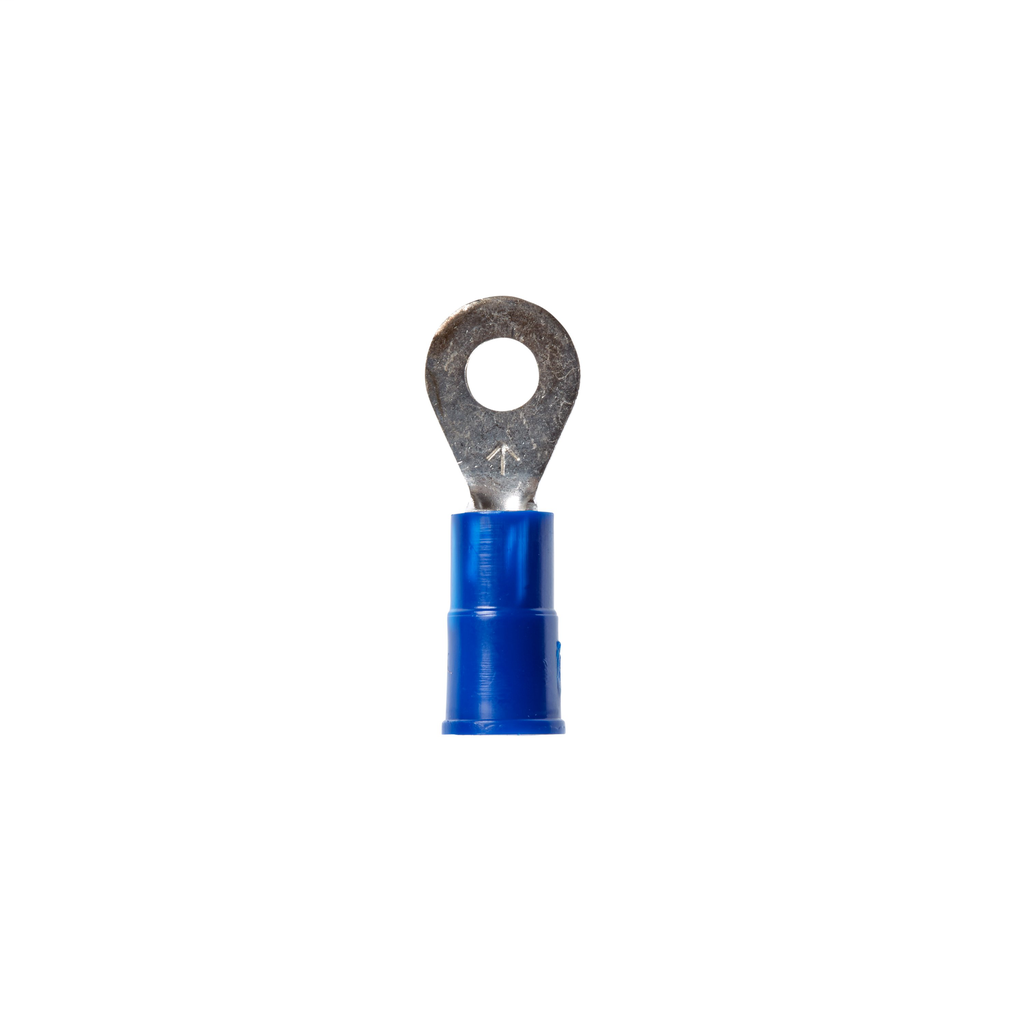 3M™ Highland™ Vinyl Insulated Ring Terminal RV14-8Q, AWG 16-14,standard-style ring tongue fits around the stud, 25/bag