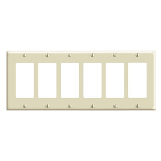 6-Gang Decora/GFCI Device Wallplate, Standard Size, Thermoset, Ivory