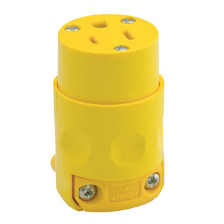 15 Amp, 125 Volt, NEMA 5-15R, 2Pole, 3Wire Connector, Straight Blade, Yellow