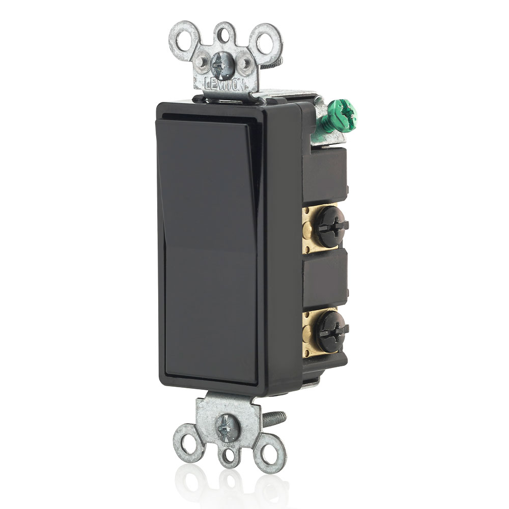 15 Amp Decora Rocker 4-Way Switch, Grounding, Black