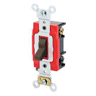 20A 120/277V Toggle 3-Way AC Quiet Swtch Xtra Hvy Duty Self Grnding, Back & Side Wired BRN