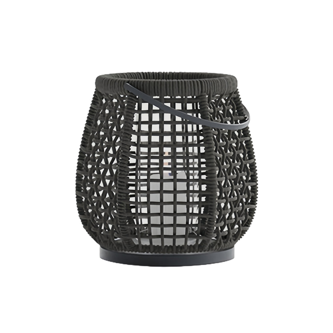 Woven Outdoor Lanterns Stylish with Handle Portable Patio Floor Lamp