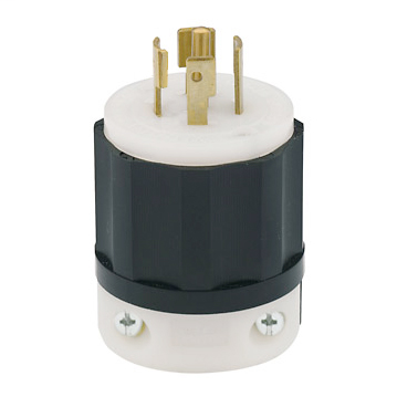 20 Amp, 347/600 Volt 3PY, NEMA L23-20P, 4P, 5W, Locking Plug, Industrial Grade, Grounding - BLACK-WHITE