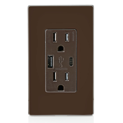 5.1A USB Type A/Type-C Wall Outlet Charger with 15A Tamper-Resistant Outlet