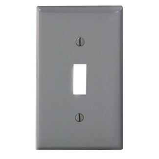1-Gang Toggle Switch Wallplate, Standard Size, Thermoplastic Nylon, Gray