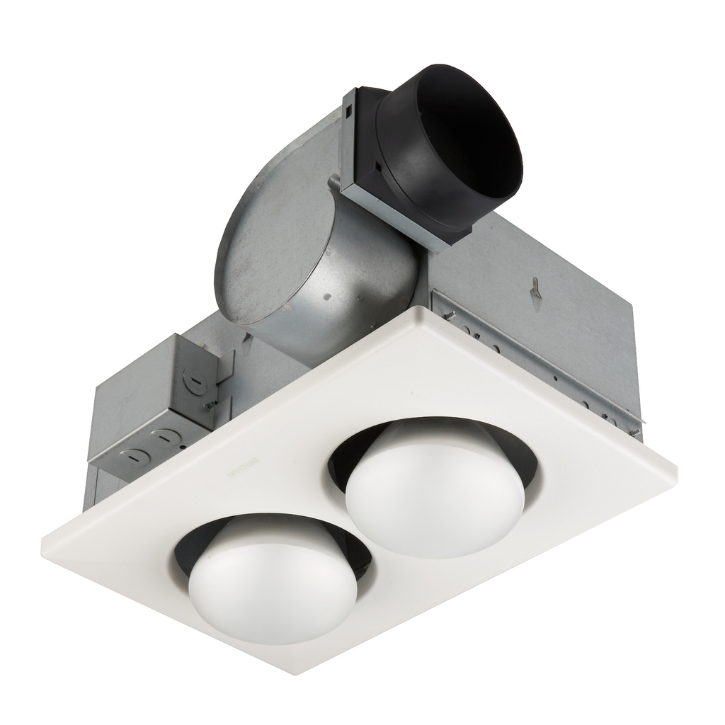 Broan® Two-Bulb Heater/Ventilation Fan 70 CFM, (2) 250W BR40 Infrared Bulbs, 4.0 Sones