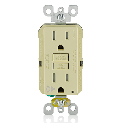 15 Amp, Self Test, Tamper-Resistant GFCI Outlet with Audible Alarm & LED Indicator Light