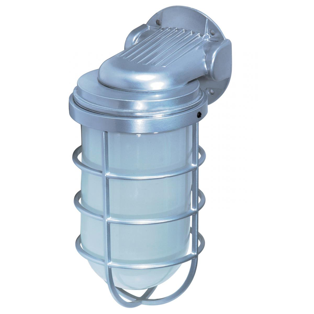1 Light - 10" Vapor Proof - Wall Mount with Frosted Glass - Metallic Silver Finish