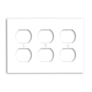 3-Gang Duplex Outlet/Receptacle Wallplate, Standard Size, Thermoset, White