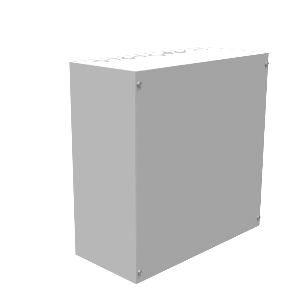18x8x18 Screw Cover Type 1 UL Steel KOs Gray Cover w/Teardrop Slots Holes In Back