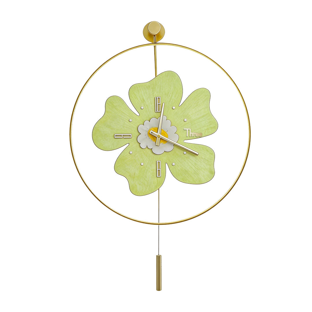 Wall Clock with Light Floral LED Remote Control Light