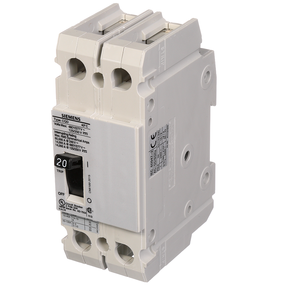 BREAKER CQD 2P 20A 480/277V 14KA DIN