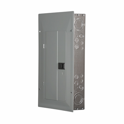 BR style 1-inch loadcenter, main circuit breaker, no feed-thru lugs, 125A, single-phase, 24-pole, 24 circuits, 20 spaces, 120/240V, #4-2/0 AWG Cu/Al at 60°C or 75°C wire, NEMA 1 enclosure, c1 box size