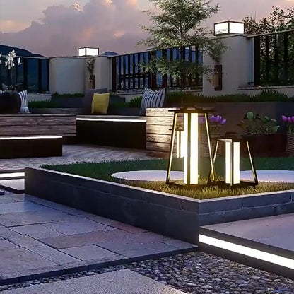 Waterproof Tapered Wrought Iron Outdoor Lanterns Japanese-Style LED Landscape Lights