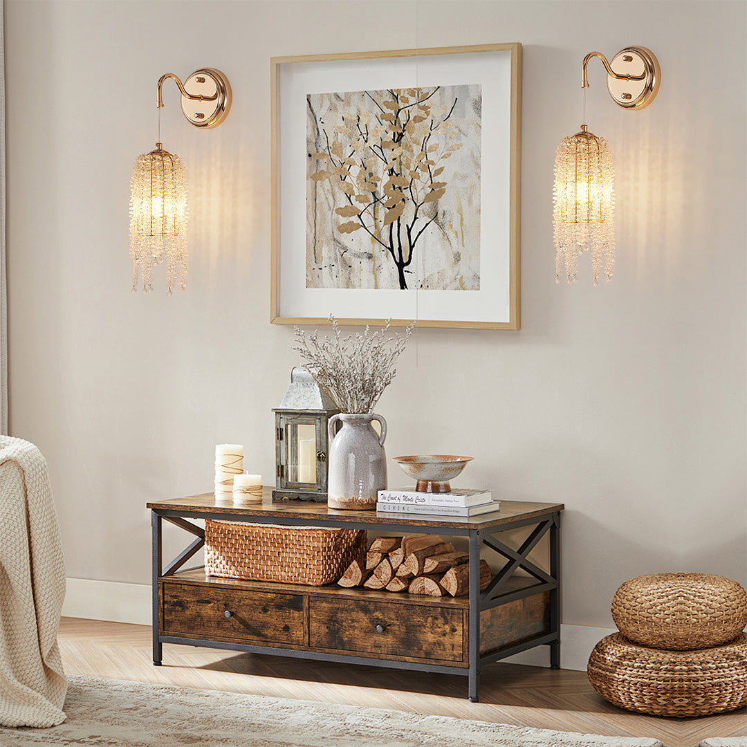 Wall Lights with Crystals Glam Gold Finish Luxury Lamp