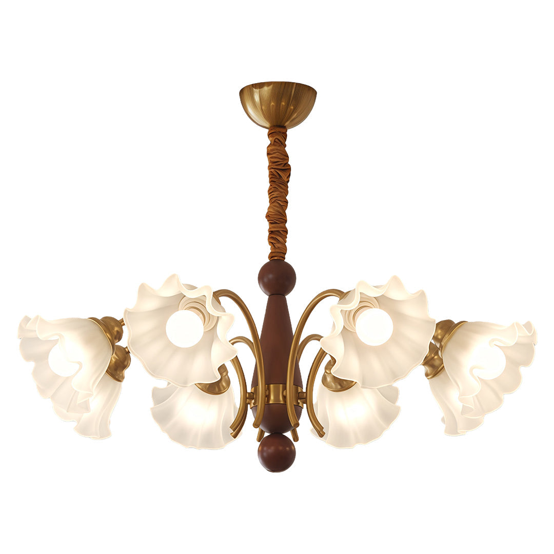 Vintage Glass Chandelier Flower Shades Ceiling Light