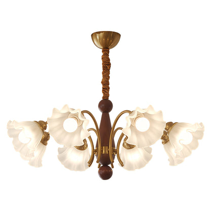 Vintage Glass Chandelier Flower Shades Ceiling Light
