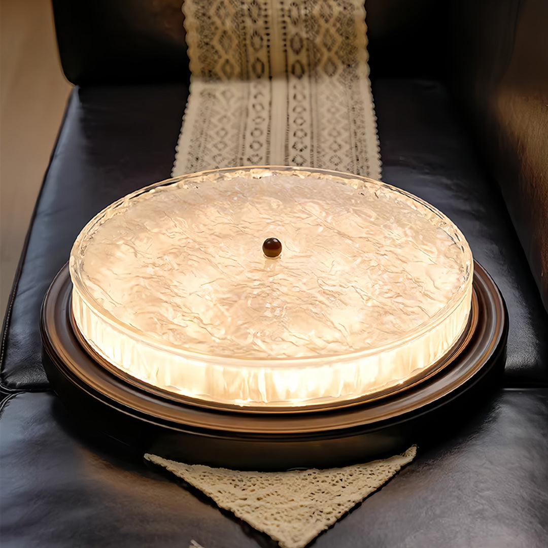 Wood Flush Mount Ceiling Light Vintage Style Round Ceiling Lamp