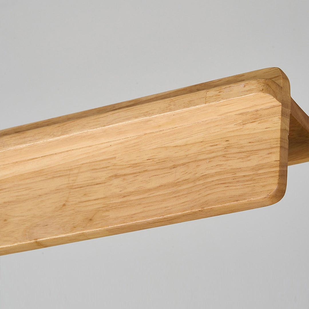 Wood Pendant Lights White PVC Shade Linear Long Strip Ceiling Light