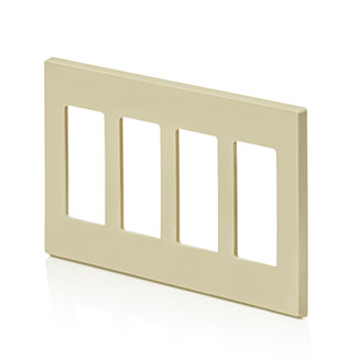 4-Gang Decora Plus Screwless Wallplate Polycarbonate, Ivory