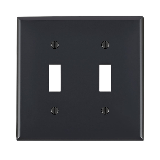 2-Gang Toggle Switch Wallplate, Standard Size, Thermoplastic Nylon, Black