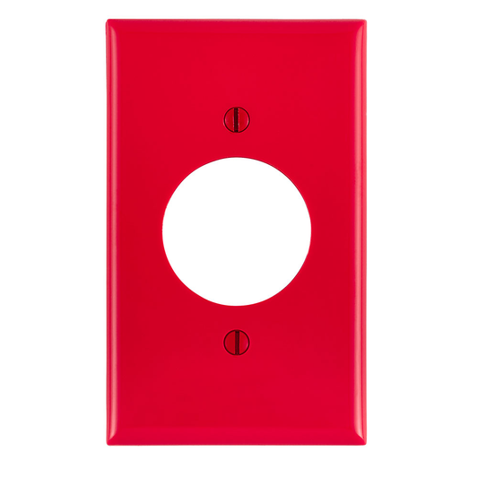 1-Gang 1.60 Inch Hole Outlet/Receptacle Wallplate, Standard Size, Thermoplastic Nylon, Red