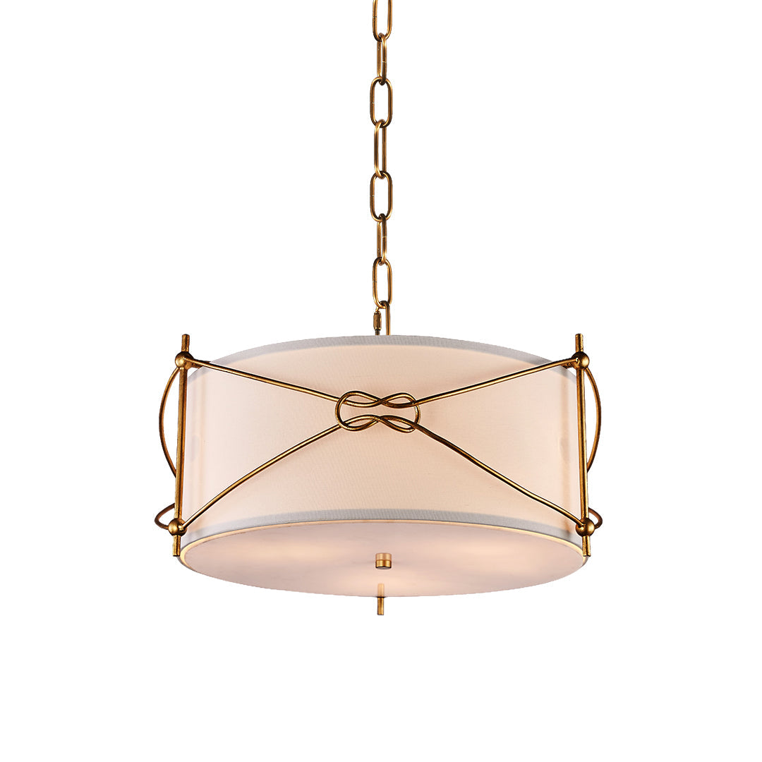 White Drum Pendant Light with a Polished Gold Stylish Ceiling Light