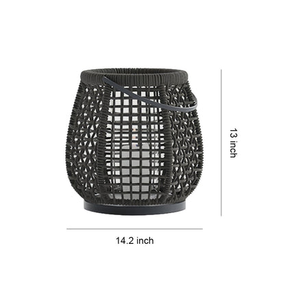 Woven Outdoor Lanterns Stylish with Handle Portable Patio Floor Lamp