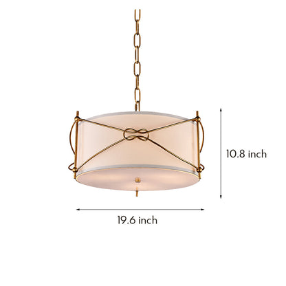 White Drum Pendant Light with a Polished Gold Stylish Ceiling Light