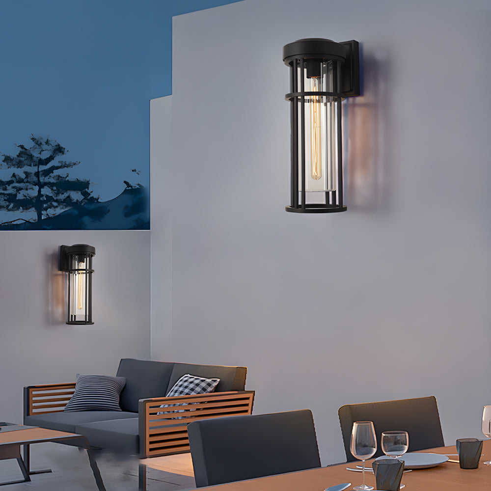 Waterproof Black Outdoor Wall Sconce Light Glass Lampshade Design
