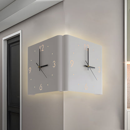Wall Clock Lamp Modern Square Backlit Metal Light