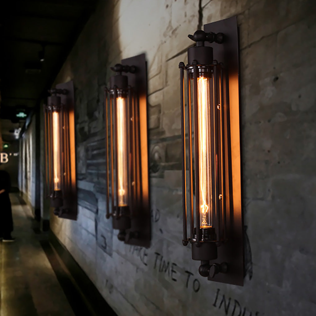 [Open-Box]Vintage Industrial Wall Sconce Black Iron Linear Lamp