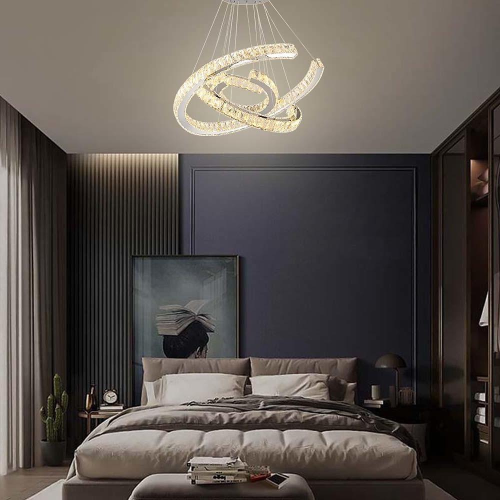 Wave LED Crystal Stainless Steel Ceiling Lights Chandeliers