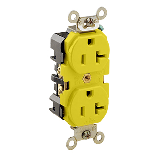 20 Amp Duplex Receptacle/Outlet, Industrial Grade, Corrosion Resistant, Self-Grounding