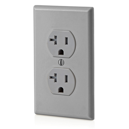 20 Amp Duplex Tamper-Resistant Outlet/Receptacle, Grounding, Gray