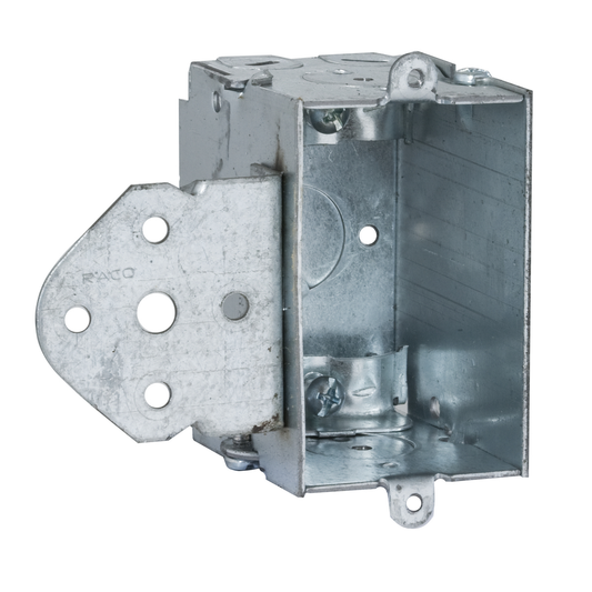 3 in. x 2 in. Switch Box, Gangable, 2-1/2 in. Deep, Three 1/2 in. KO's & NMSC Clamps, B Bracket