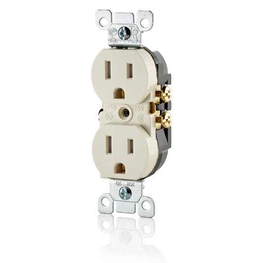 15 Amp Tamper-Resistant Duplex Outlet/Receptacle, Grounding, Light Almond