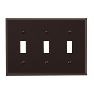 3-Gang Toggle Swtich Wallplate, Standard Size, Thermoset, Brown