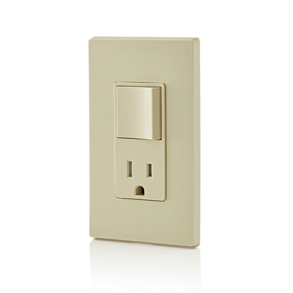 15 Amp Decora Single-Pole Switch, Outlet/Receptacle, Combination Device, Grounding, Ivory