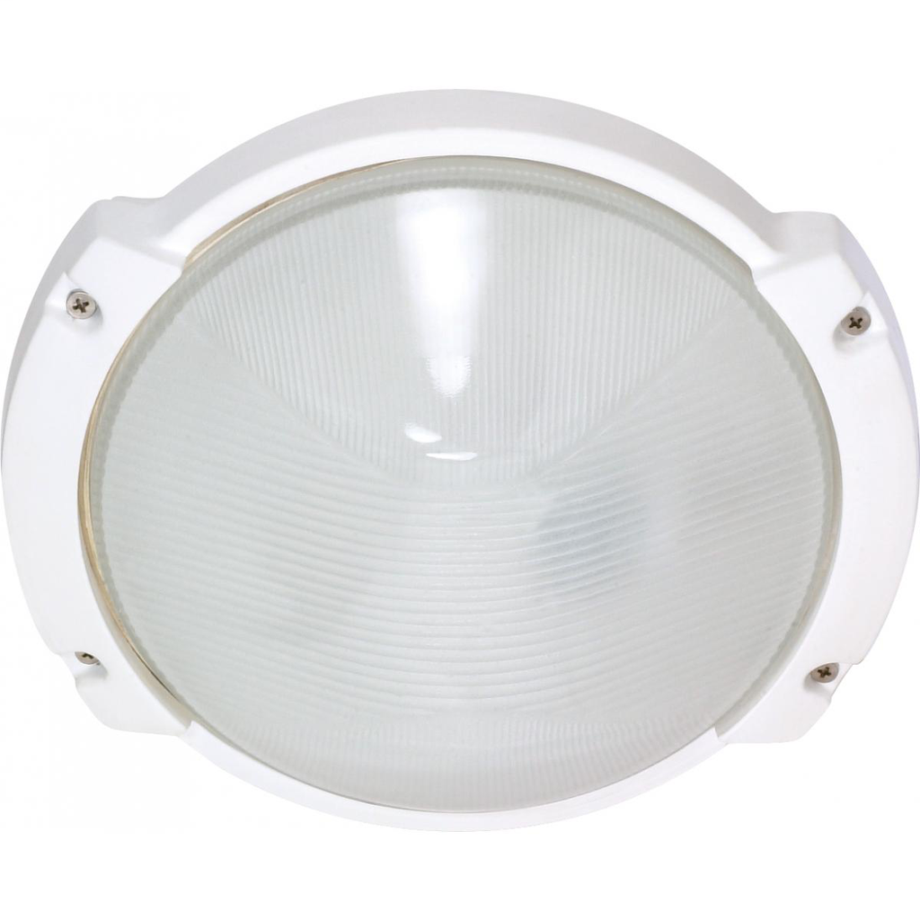 1 Light - 11" Oblong Round Bulkhead - Semi Gloss White Finish