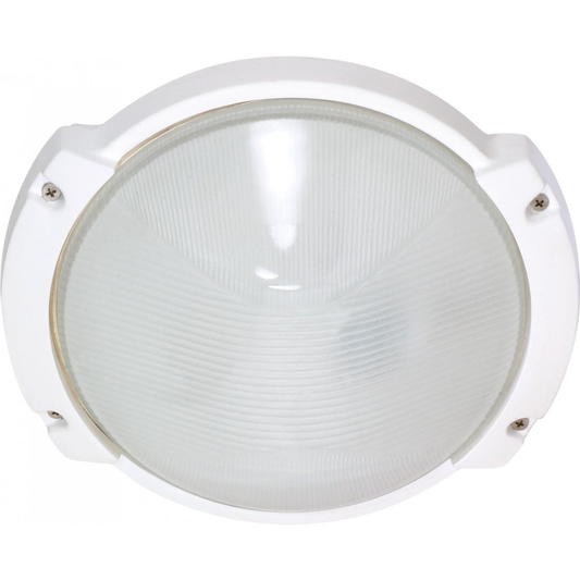 1 Light - 11" Oblong Round Bulkhead - Semi Gloss White Finish