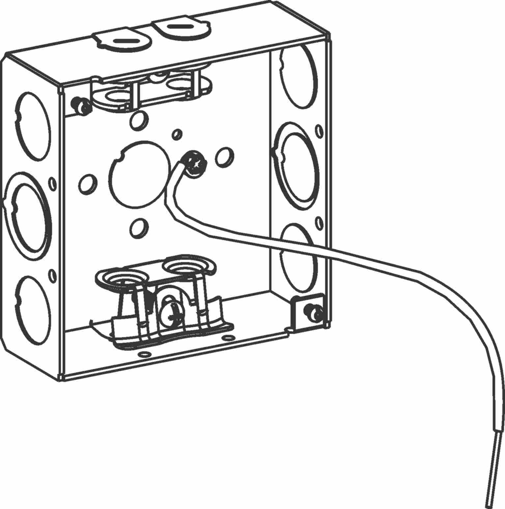 1-1/2" DEEP, 4" SQUARE (4S) BOX WELDED WITH MC CLAMPS & PIGTAIL