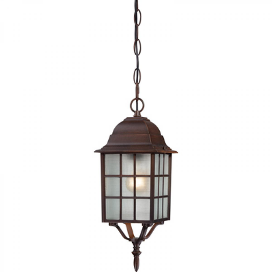 Adams - 1 Light 16" Hanging Lantern with Frosted Glass - Rustic Bronze Finish