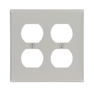 2-Gang Duplex Outlet/Receptacle Wallplate, Standard Size, Thermoset, Gray