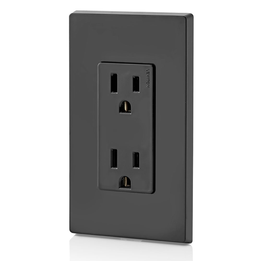 15 Amp Decora Duplex Outlet/Receptacle, Grounding, Black