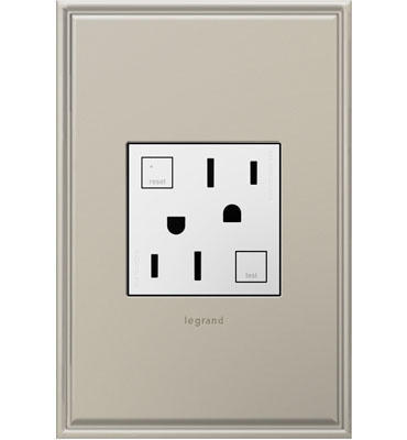 adorne® Tamper-Resistant 15A Duplex Self-Test GFCI Receptacles, White