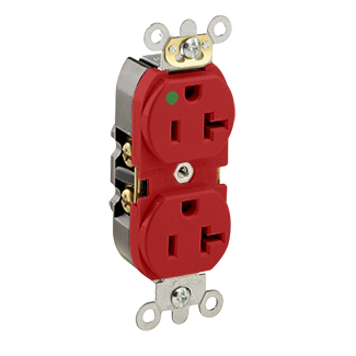 20 Amp Duplex Receptacle/Outlet, Hospital Grade, Illuminated, Self-Grounding