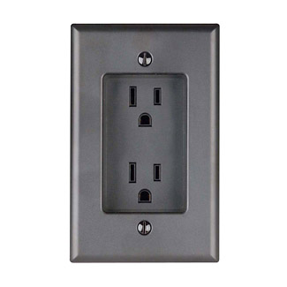 15 Amp, 1-Gang Recessed Single Outlet/Receptacle, Black