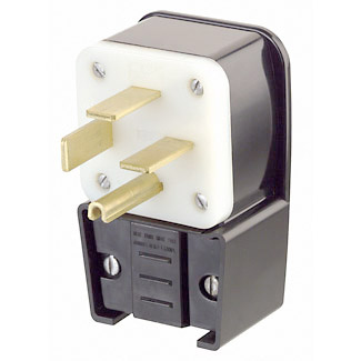 60 Amp, 250 Volt, Straight Blade Plug, Industrial Grade