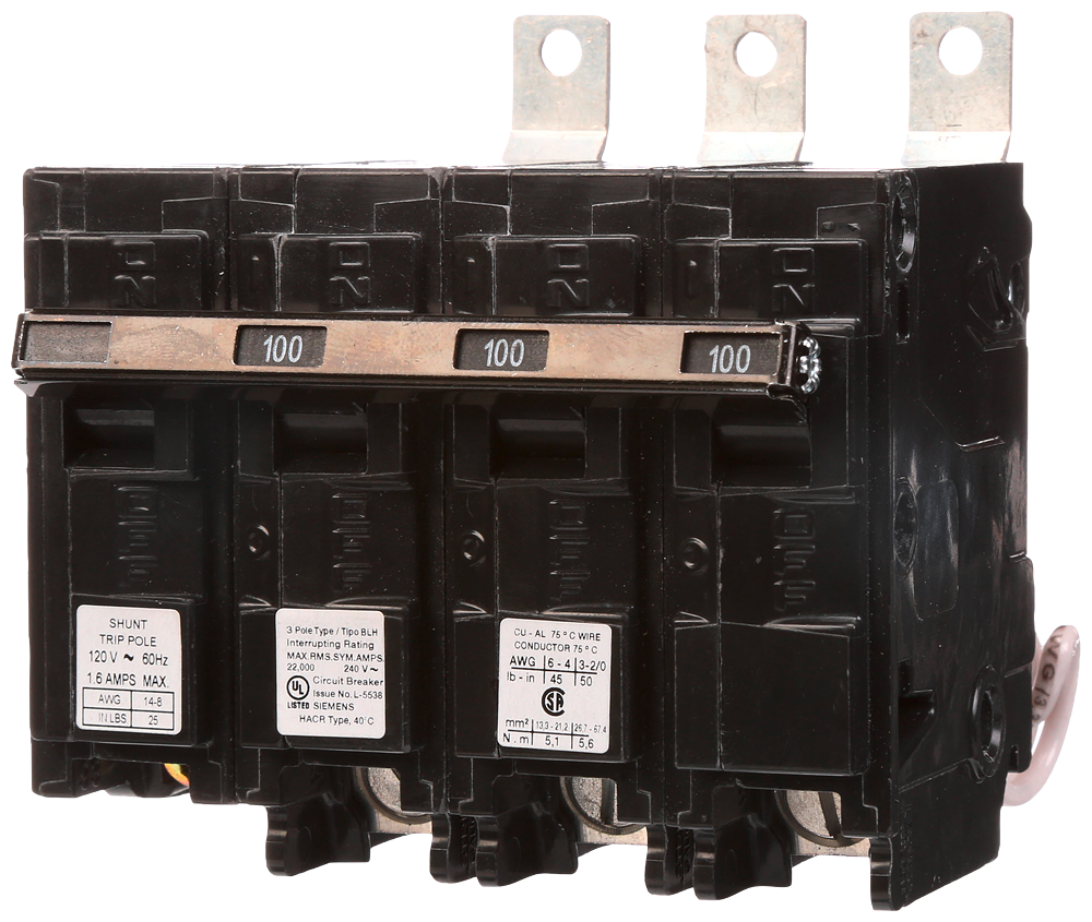 BREAKER 100A 3P 240V 22K BLH 120V SHUNT